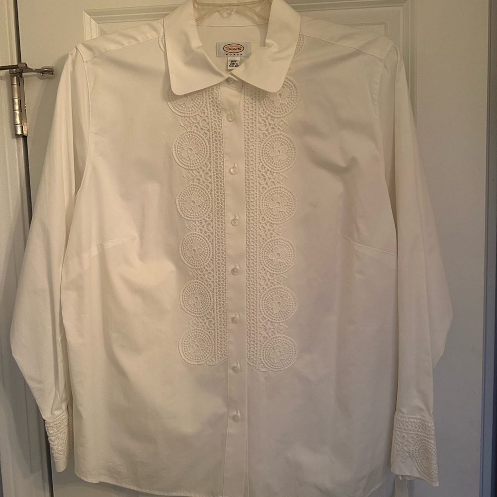 Talbots White Embroidered Men's Shirt